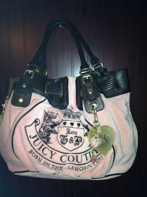 New AUTHENTIC Vintage Juicy Couture PINK Velour HOBO Handbag with BROWN Leather Handles/Trim ...