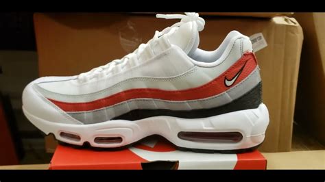 Nike Air Max 95 White Varsity Red Particle Gray - YouTube