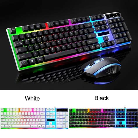 Colorful LED Gaming Keyboard & Mouse Set,G21 Backlit USB Wired Touch Backlight Keyboard ...