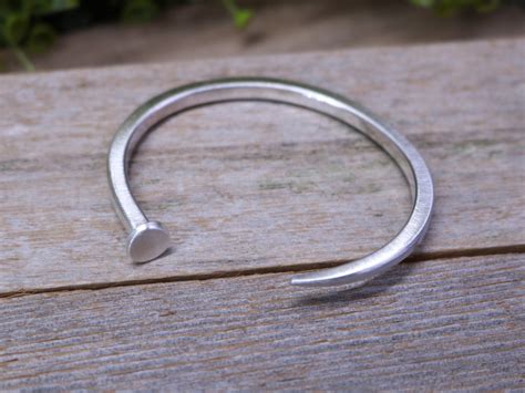 NAIL Bracelet - Brushed Sterling Silver Nail Cuff Bracelet – Turner ...