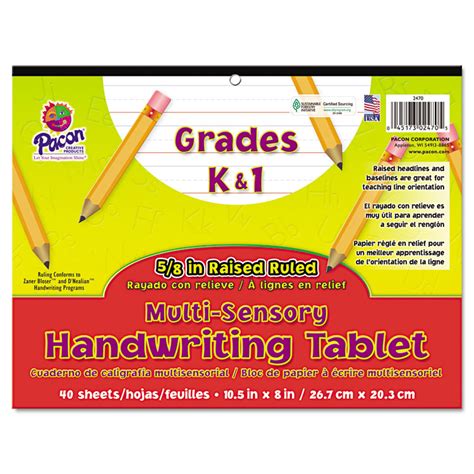 Multi-Sensory Handwriting Tablet, 10-1/2 x 8, 40 Sheets/Pad - ELEVATE ...