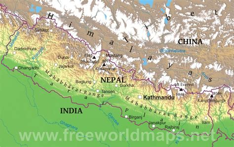 Physical Map Of Nepal - Draw A Topographic Map