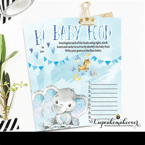 Boy Blue Elephant Baby Shower Games - Cupcakemakeover