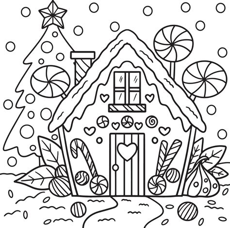 Christmas Gingerbread House Coloring Page 8944079 Vector Art at Vecteezy