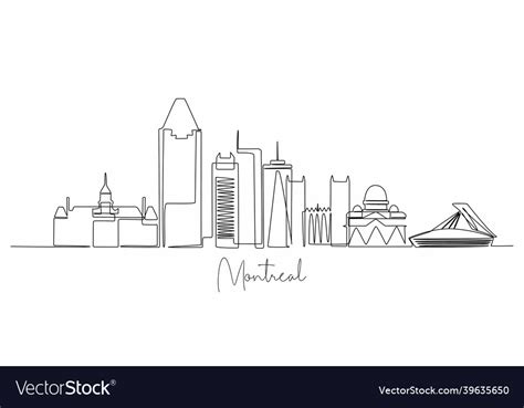 Continuous line drawing of montreal city skyline Vector Image