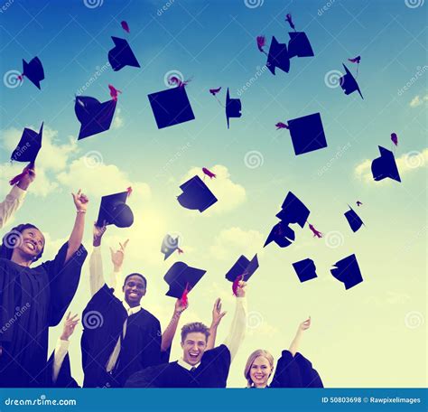 Students Graduation Success Achievement Celebration Happiness Co Stock ...