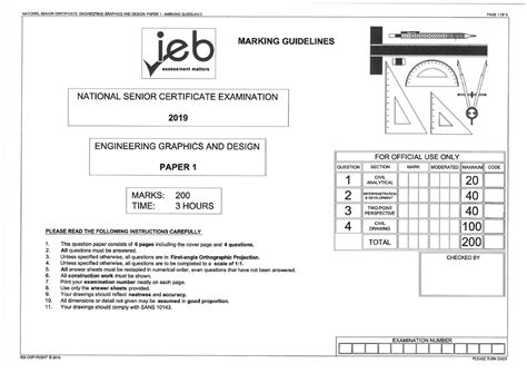 Engineering graphics design egd ieb nsc grade 12 past exam papers 2019 p1 marking guidelines ...