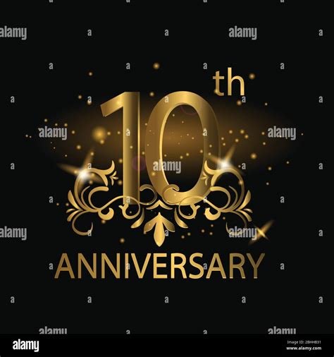 10th years anniversary celebration. 10th anniversary logo with gold ...