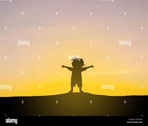 silhouette Children playing with sunset Stock Photo - Alamy