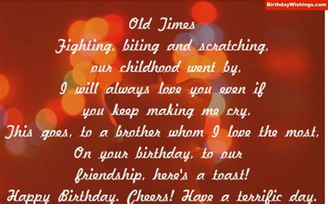 Birthday Poem For Brother “Old times Fighting, biting and scratching, Our childhood we… | Best ...