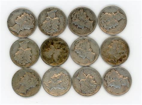 Junk Coins Pre 1965 (12) Mercury Silver Dimes 1916-1945 | Silver dimes, Coins, Silver coins