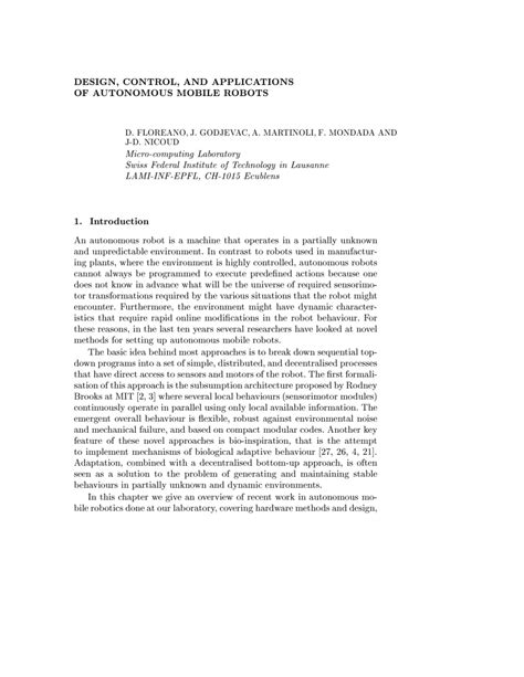 (PDF) Design, Control, and Applications of Autonomous Mobile Robots