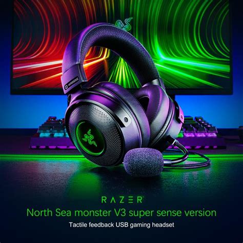 Razer V3 Chroma RGB Headphones Wired USB Gaming Headset with Detachable HyperClear Cardioid Mic ...