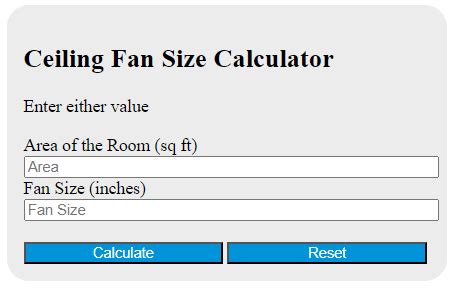 Ceiling Fan Size Calculator - Calculator Academy