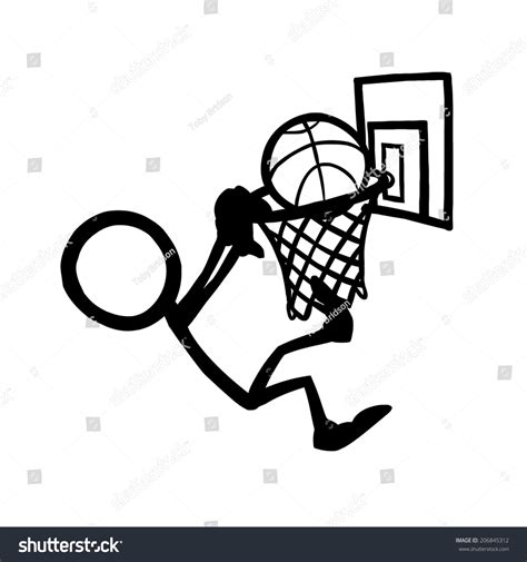 Stickfigure Basketball Dunk Stock Vector 206845312 : Shutterstock