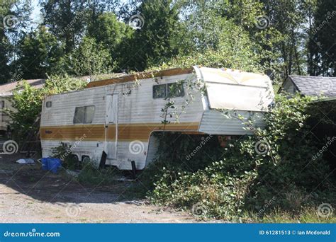 Abandoned Trailer stock image. Image of bushes, abandoned - 61281513