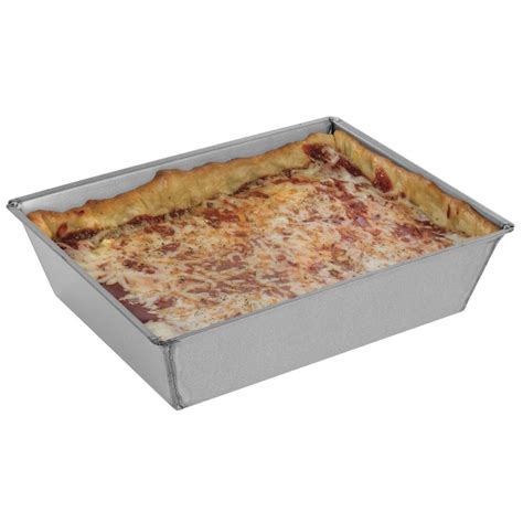 Chicago Metallic Rectangle Aluminized Steel Pre-Seasoned Deep Dish Pizza Pan - 9 7/8"L x 7 3/4"W ...