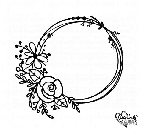 Floral Wreath Svg Circle Frame Svg vector cut files for Cricut and ...