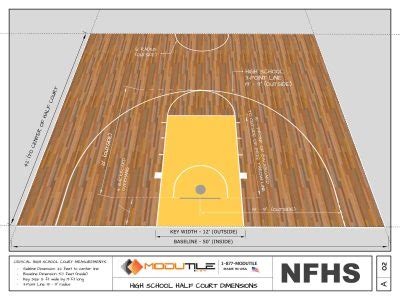 Basketball Half Court Dimensions (Drawings) | ModuTile