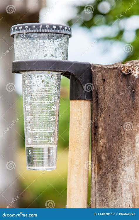 Meteorology with Rain Gauge in Garden Stock Image - Image of millimeter ...