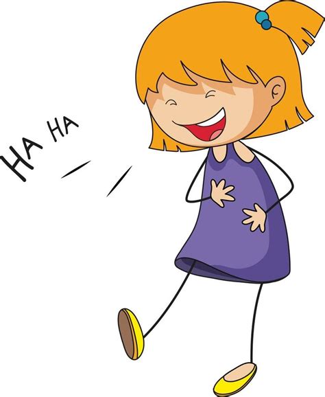 Cute girl laughing doodle cartoon character isolated 2887349 Vector Art at Vecteezy