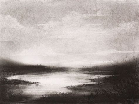 Charcoal Drawing - ORIGINAL ART - Landscape - 6x8 in - UNFRAMED, Painting by Bruno Monteiro ...