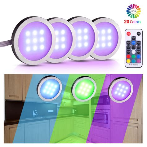 AIBOO RGB Color Changing LED Under Cabinet Lights Kit Aluminum Slim Pu