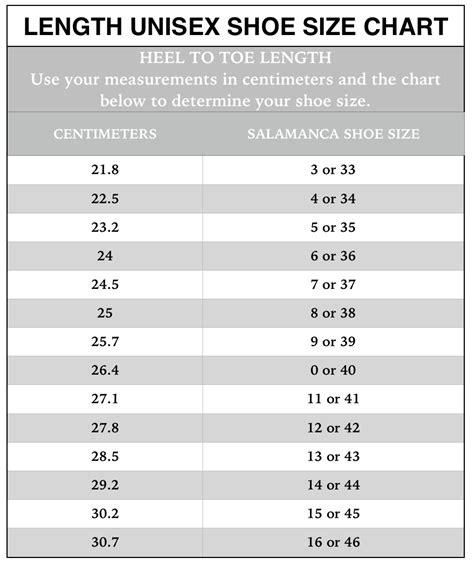 Copy of Shoe Size Chart — Salamanca Custom Made Tango Shoes | New York Tango Shoes | Women Tango ...