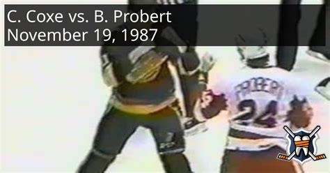 Craig Coxe vs. Bob Probert, November 19, 1987 - Vancouver Canucks vs ...