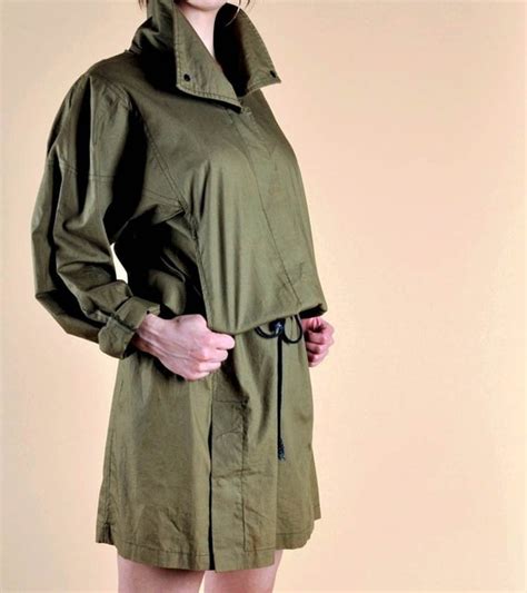 Vintage ARMY GREEN SHIRT DRESS