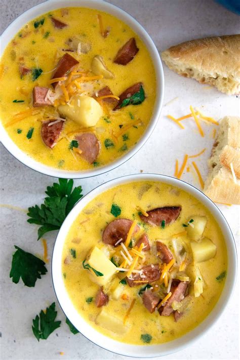 This potato kielbasa soup recipe is full of cheese, crispy sausage pieces, and potato chunks! It ...