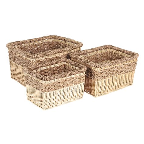 Household Essentials ML-2205 3 Piece Starling Decorative Wicker Storage ...