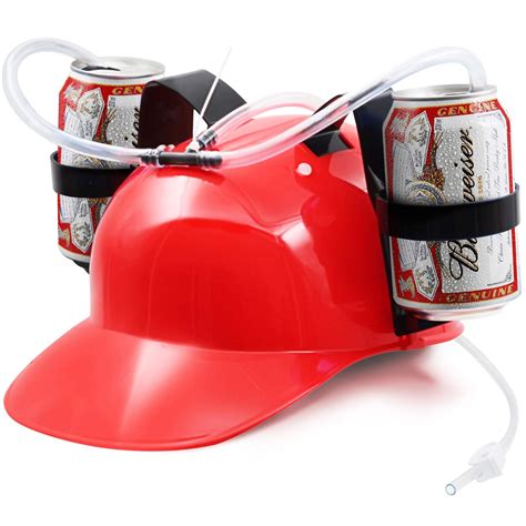 Novelty Place Guzzler Drinking Helmet - Adjustable Can Holder Cap Drinker Favor Hat - Straw for ...