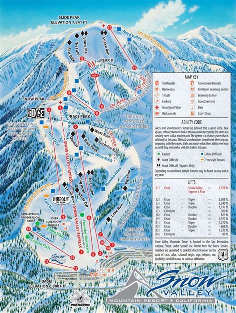 Snow Valley Trail Map | SkiCentral.com