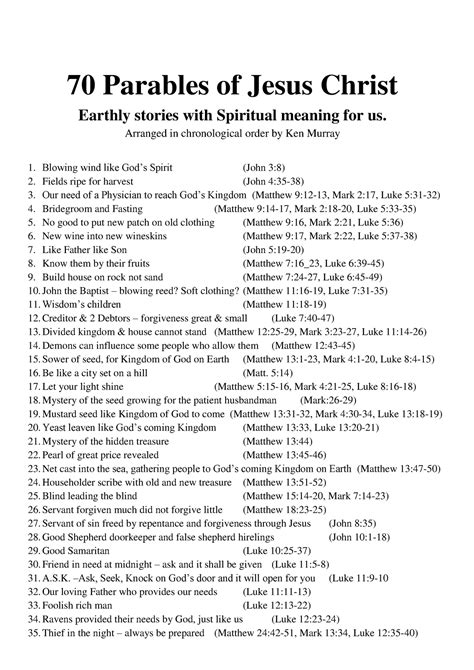 70 parables of jesus christ 70 parables of jesus christ earthly stories ...