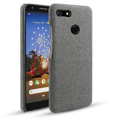 For Google Pixel 3a XL Case Ultra Back Hard PC Woven Fabric Textured Shockproof Protective Felt ...