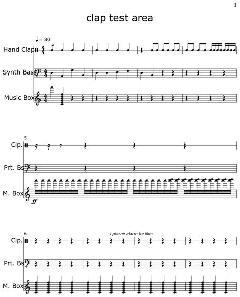 clap test area - Sheet music for Hand Clap, Synth Bass, Music Box