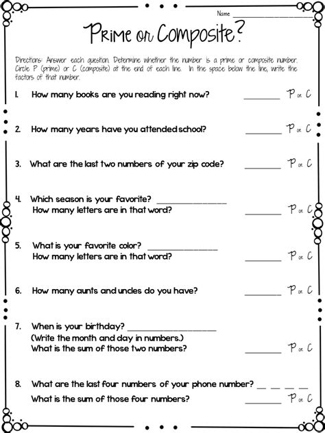 Prime And Composite Numbers Worksheet Grade 5