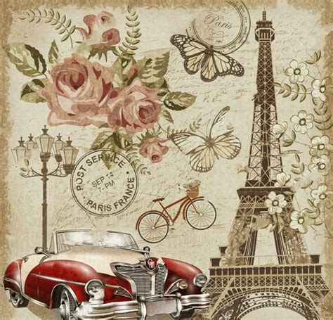 Paris vintage postcard Photo Background Photography Backdrops Quality Vinyl-in Background from ...