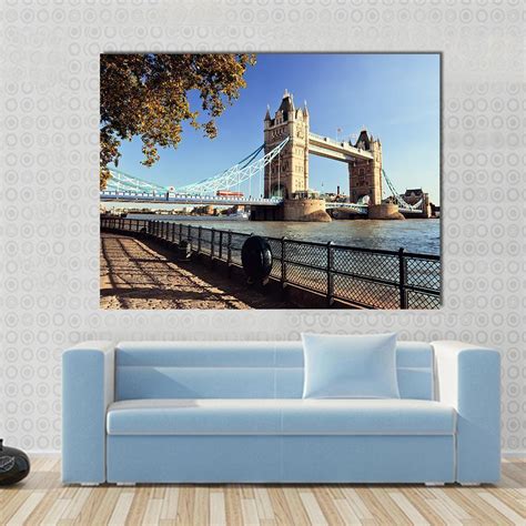 Side View Of Tower Bridge In London Canvas Wall Art - Tiaracle