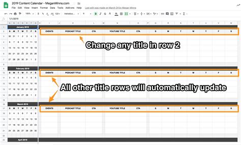 How to Create a Content Calendar Using Google Sheets | Megan Minns