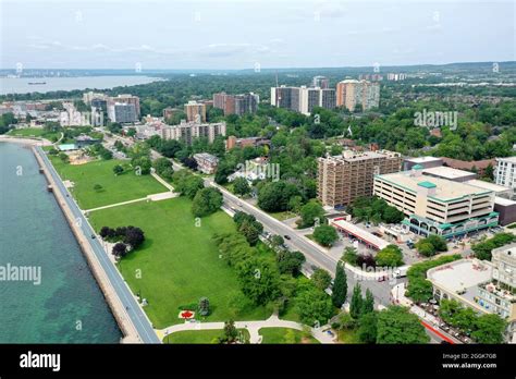 An aerial of the waterfront in Burlington, Ontario, Canada Stock Photo ...