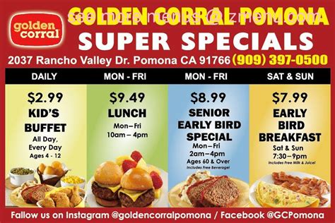 Online Menu Of Golden Corral Buffet Grill Restaurant Pomona California ...