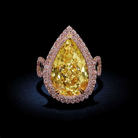 10.47 Carat Fancy Intense Yellow VVS1 Pear Shape Diamond Ring