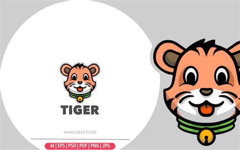 Cute tiger head cartoon logo #338162 - TemplateMonster