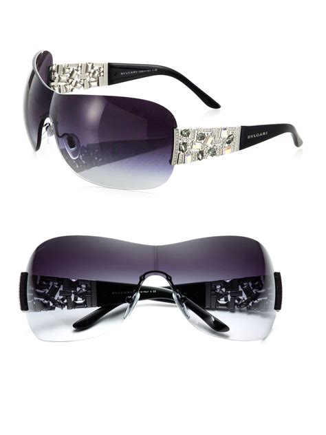 BVLGARI Rimless Shield Sunglasses in Black - Lyst