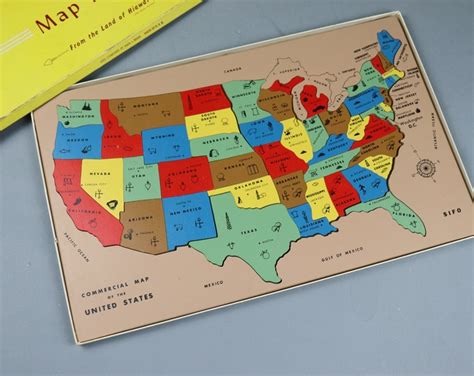 Vintage USA Map States Wooden Puzzle Sifo Toys - Etsy