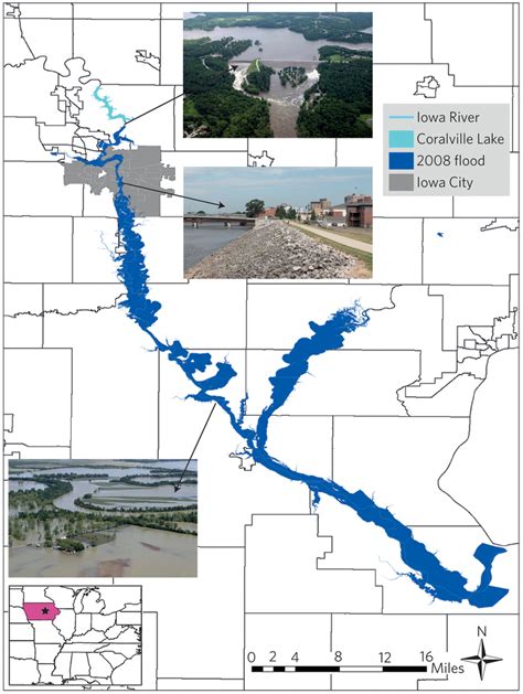 Iowa River study area near Iowa City, Iowa, USA. This map shows ...