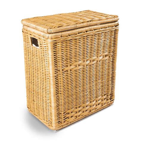 Narrow Rectangular Lidded Wicker Laundry Hamper | The Basket Lady