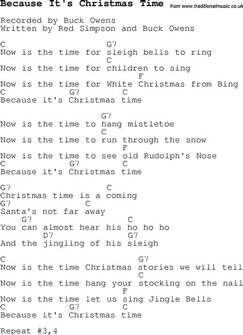 Christmas Carol/Song lyrics with chords for Because It's Christmas Time